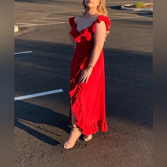 HELLO MOLLY:Sweeter Than Honey Maxi Dress Red - Picture 4 of 4